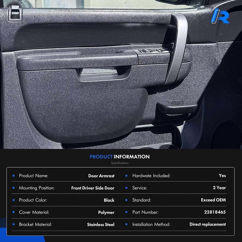 RHAOCZIYAUTO 22818465 Front Left Driver Side Armrest Repair Kit Fit for Chevy Silverado 1500 2500HD 3500HD 2010-2014 For GMC Sierra 1500 2500 HD 3500 HD 2010-2014 Door Panel with Release Handle Below Armrest Black - Image 5